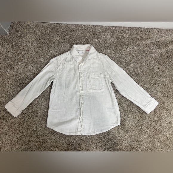 Zara Little Boy cotton white button down collared shirt size 4-5 party wedding - Picture 1 of 5